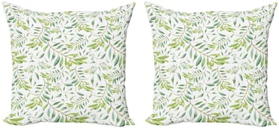 ABAKUHAUS – Kussenhoes Blad – Avocado Groen – Dubbelzijdig bedrukt – 2x40x40 cm