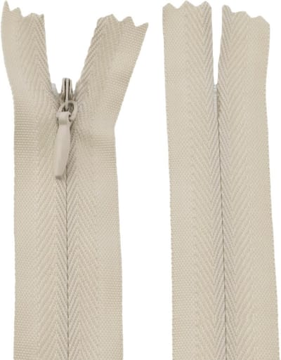 20 Stuks Onzichtbare Ritsen 18 cm Beige met Trekker 'Rugbybal'