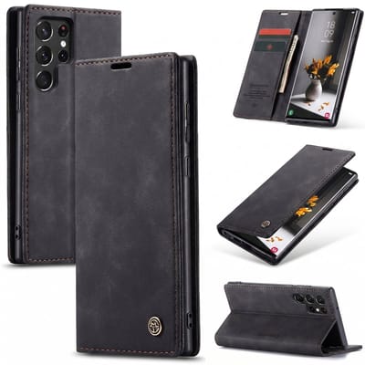 Casemania Hoesje Geschikt voor Samsung Galaxy S26 Ultra - Charcoal Gray - Dunne Portemonnee Book Case - Slim Wallet Case met Pasjeshouder