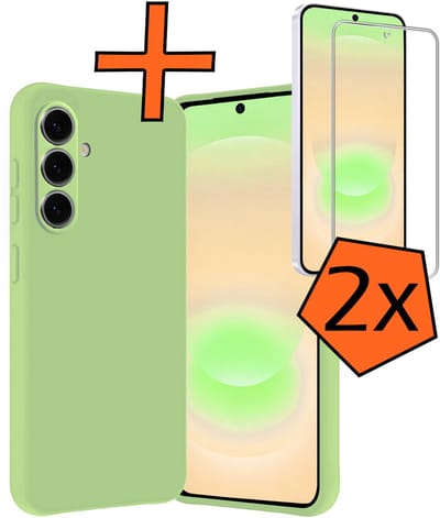 Hoes - Met 2x Screenprotector - Geschikt voor Samsung Galaxy A37 - Sterk & Shockproof - Back Cover - Siliconen Case - Telefoon Hoes - Groen