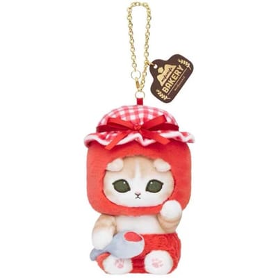 12CM Mofusand Bakkerij Haai Kat Pluche Speelgoed Sleutelhanger Broodje Aardbei Baguette Chefpop Hanger Cartoon Kat Knuffelzak Charms red