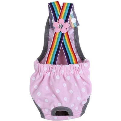 Couche pour chienne, menstruation physiologique, bretelles, sous-vêtements, culottes, pois, rose, taille M pink