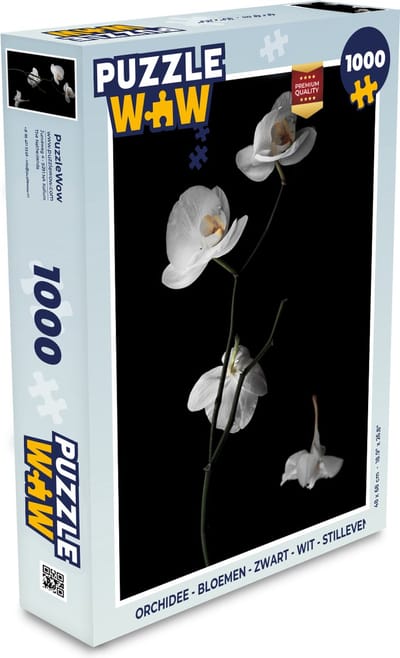 Puzzel Orchidee - Bloemen - Zwart - Wit - Stilleven - Legpuzzel - Puzzel 1000 stukjes volwassenen