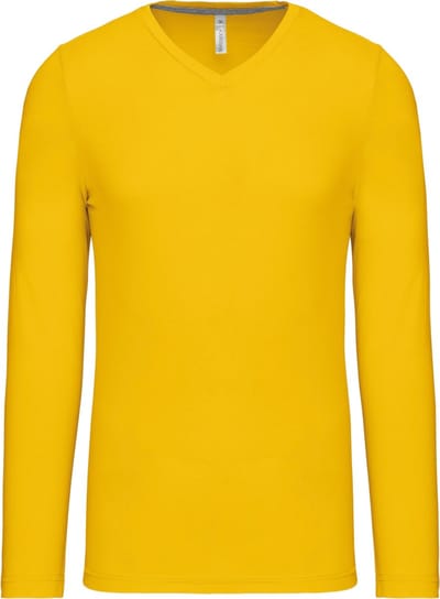 Kariban Herenshirt met lange mouwen en V-hals Yellow - S