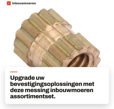 Dailygoods- Inbouwmoeren Assortimentset - Messing - 100 Stuks - M2,5 x 3 x 3,5 - Hittebestendig - Duurzaam - Bestand tegen slijtage - Schroefmoeren
