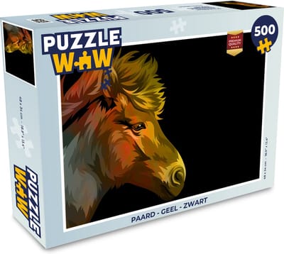 Puzzel Paard - Geel - Zwart - Meisjes - Kinderen - Meiden - Legpuzzel - Puzzel 500 stukjes