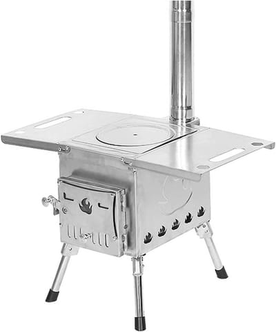 Camping Tent Kachel - Houtkachel Outdoor - Kamperen Verwarmen - Draagbaar Opvouwbaar - 1.00 Eenheid - Roestvrij Staal