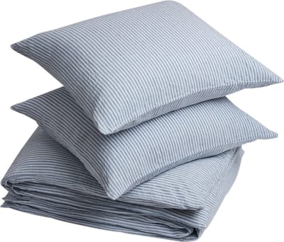 Yumeko dekbedovertrek gewassen linnen blauw stripe 200x220 + 2/60x70 - Biologisch & ecologisch