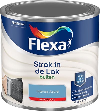 Flexa - Strak In De Lak Buitenlak Hoogglans - Intense Azure - Mengverf - 500 Ml