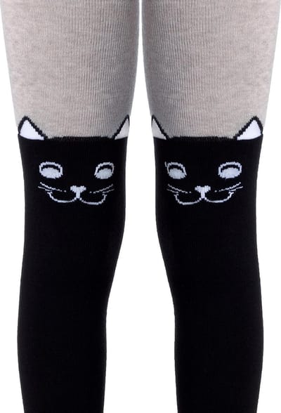 Trendy kindermaillot overknee effect, maat 128/134 (20), zwart-grijs