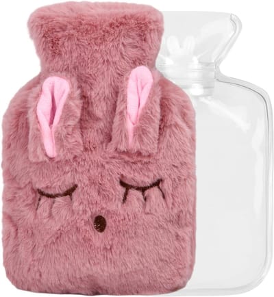 Premium Warmwaterkruik met Zachte Hoes, Mini Handwarmer voor Volwassenen en Kinderen in Roze, Ideaal voor Koude Dagen en Pijnverlichting