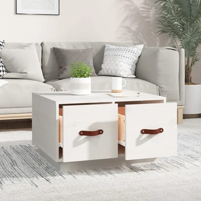 vidaXL - Salontafel - 60x53x35 - cm - massief - grenenhout - wit