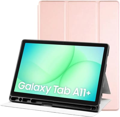 Tablet Hoes Geschikt voor Samsung Galaxy Tab A11 Plus | Luxe Tri-Fold Book Case | Kunst Leren Bescherm Hoes | Standaard Functie | Roze