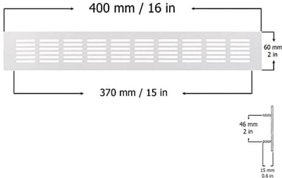 Wit Ventilatierooster Aluminium 400x60mm voor Optimale Ventilatie