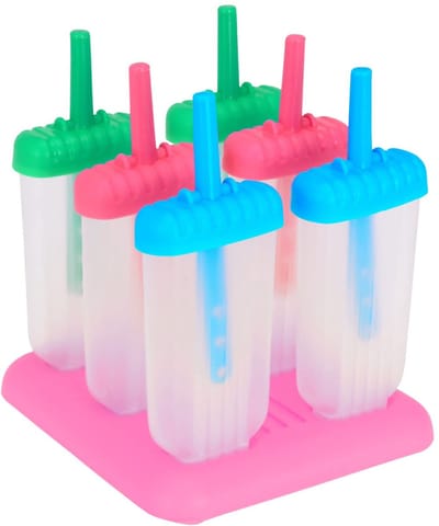 JHUBERS- Ijsvorm - Set van 6 - BPA-vrij - Herbruikbaar - Voedselveilig - Geschikt voor vaatwasser en vriezer - Ijslolly