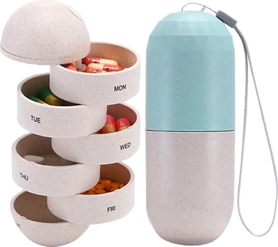 Pillendoos voor 7 dagen, pillendoos voor een week, water- en vochtbestendig, pillendoos voor op reis, draagbaar ontwerp, geschikt voor het bewaren van vitamines