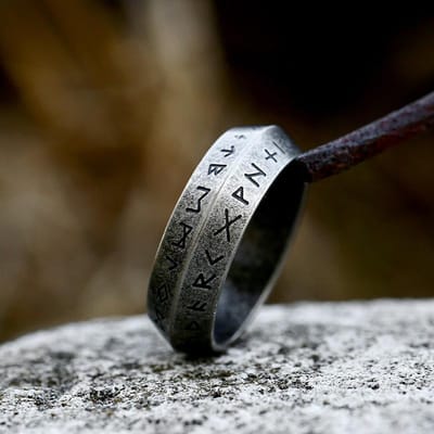 Vintage Roestvrij Staal Odin Noorse Viking Amulet Rune Ring Voor Mannen Retro Woorden Ringen Valentijnsdag Cadeaus Trouwring Sieraden 7 brown