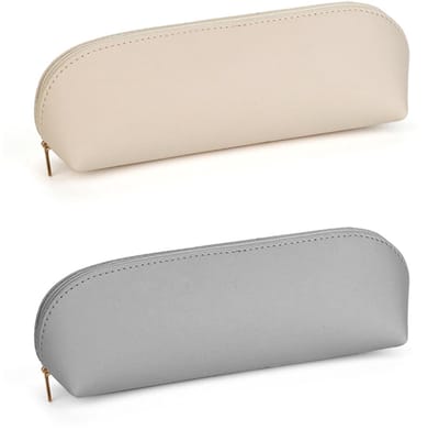 Dailygoody - Leren Pennenetui - Etui voor Schrijfwaren - Waterdicht met Ritssluiting - Zwart en Wit - Geschikt voor Make-upkwasten - 2 Stuks