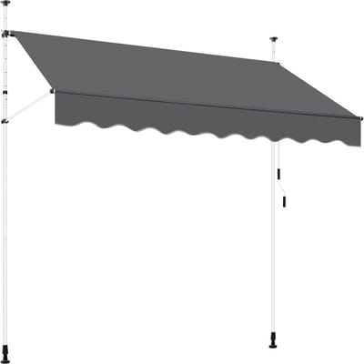 Yaheetech Klemzonnescherm Donkergrijs – Handmatig Uittrekbaar – 250 x 120 cm – Hoogte 210-300 cm