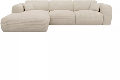 Vente-unique Grote hoekbank met hoek links van beige ribfluweel POGNI van Maison Céphy