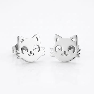 WeLoveSilver - chirurgisch stalen oorstekers - kat - 10mm