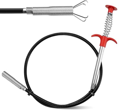 Buisreinigingsspiraal - Zilver - 90 cm - Flexibele Klauwgrijper voor Afvoerreiniging - Voor Keuken, Badkamer en Wastafel