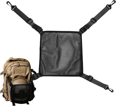 Fietshelmhouder Net - Opbergnet Accessoire - Buitenreizen Opslag - Gereedschapsloze Installatie - 25x25cm - Zwart