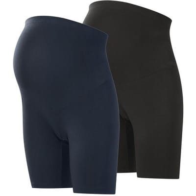ESMARA Set van 2 korte zwangerschapsleggings (Zwart/donkerblauw, XS (32/34))