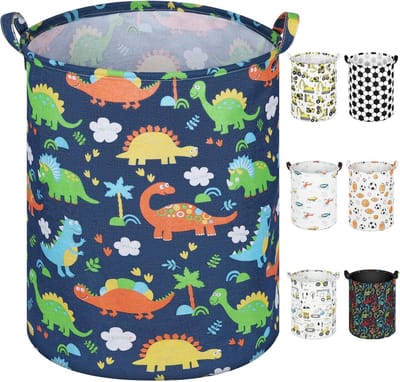 Wasmand voor kinderkamer 40 x 50 cm met dinosaurusdesign, ideaal voor speelgoed en wasgoed