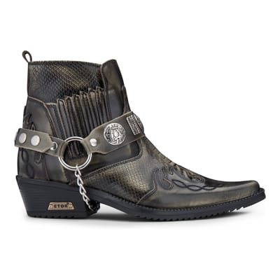 Heren olijfkleurige slangenleer Winklepicker cowboy lederen enkellaarzen