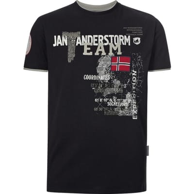 Jan Vanderstorm herren T-Shirt - 60/62 - zwart - Plus Size