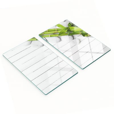 Set van gehard glazen snijplanken met bamboepatroon, 2x30x52 cm