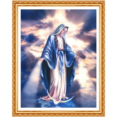 DIY Diamond Painting Maagd Maria Muurdecoratie Volledige Ronde Strass Geplakt Religieus Patroon Cadeau 50X70CM