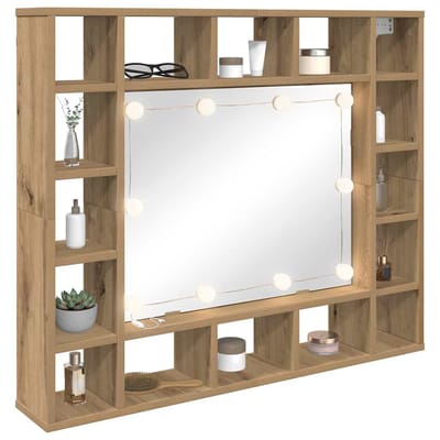 vidaXL - Spiegelkast - Artisan - Eiken - 91 - x - 15 - x - 76,5 - cm - Bewerkt - hout