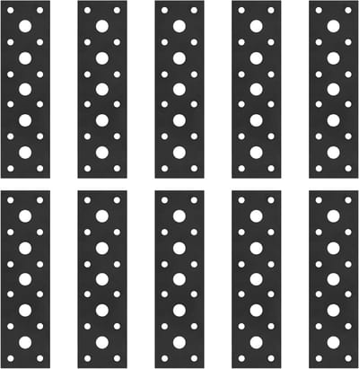 Perforated Platen voor Meubelverbindingen, 10 Stuks, 145 x 40mm Stalen Connectoren, Slanke Zwarte Beugels, Ideaal voor Houtbewerking en DIY Projecten
