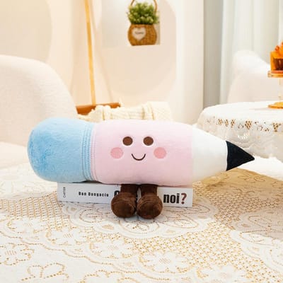 1530Cm Schattig Kantoorbenodigdheden Pluche Speelgoed Zachte Cartoon Gum Liniaal Potlood Rekenmachine Hanger Poppetje Kussen Decor Kinder Verjaardagscadeau Pendant 15cm