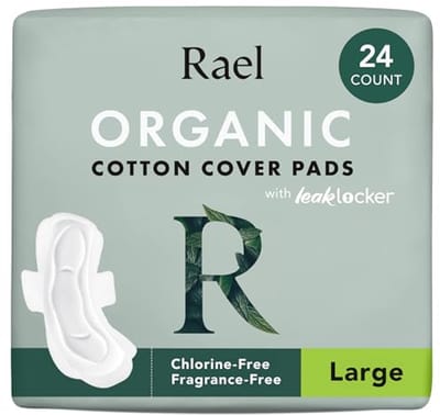 Biologisch Katoenen Maandverband Vrouwen - Geurloos en Absorberend - Dunne Pads met Vleugels (Groot, 24 Stuks)