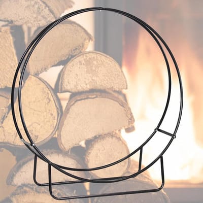 Haardhoutrek - Houtopslag - Haardhout Opslaan - Geventileerde Opslag - 40 inch - Zwart