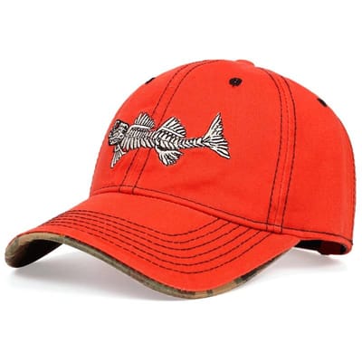 Casquettes de Baseball Unisexes Broderie Os de Poisson Printemps et Automne Extérieur Réglable Casquettes Décontractées Chapeau Pare-Soleil Casquette de Sport red