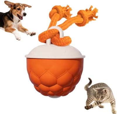 Daity Een interactief hondenspeeltje, een aanraakgevoelige stuiterbal met een touw, een intelligent, automatisch rollend speeltje, oplaadbaar via USB, een piepend hondenspeeltje dat uw hond zal vermaken (oranje).