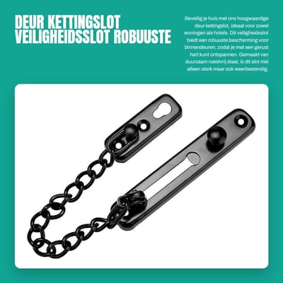 Dailygoods- Kettingslot Veiligheidsslot - Roestvrij Staal - Antidiefstal Beveiliging - Klink Beveiliging - Ketenlengte 196 mm - Gewicht 113 g - Deurslot