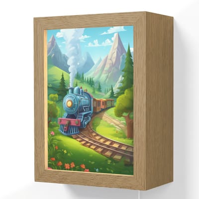 Wandlamp 15x20 cm - Oplaadbaar - Trein - Bloemen - Kinderen - Natuur - Wandlampen binnen woonkamer - Slaapkamer lamp met kabel - Decoratieve nachtlamp - Vloerlamp snoer