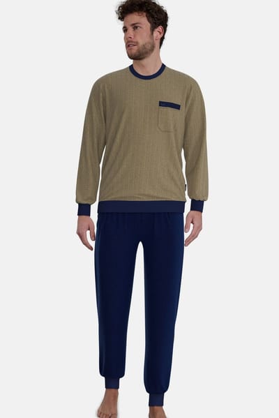 Götzburg pyjama heren badstof - bruin - 452343/520 - maat 50