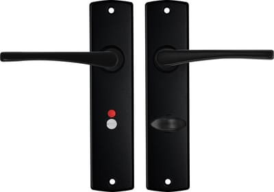 AXA Binnendeurbeslag set (Curve) Zwart: Kruk (model Vlinder) op schild voor toilet/badkamer TL63-8