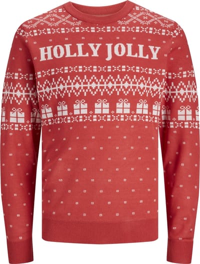 Jack & Jones Kersttrui Heren Gebreid JORHOLLY Rood - Maat XL