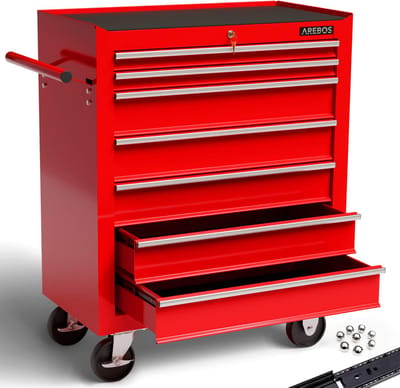 AREBOS - Gereedschapswagens - Werkplaatswagen - 7 Lades - Rood