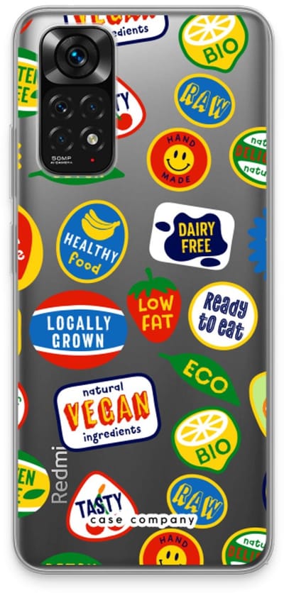 Case Company® - Hoesje geschikt voor Xiaomi Redmi Note 11 hoesje - Fruitsticker - Soft Cover Telefoonhoesje - Bescherming aan alle Kanten en Schermrand