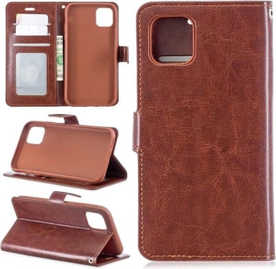 LuxeBass Hoesje geschikt voor iPhone 11 - Bookcase Bruin - portemonnee hoesje - telefoonhoes - gsm hoes - telefoonhoesjes