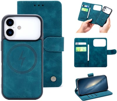 Casemania Hoesje Geschikt voor Apple iPhone 17 Pro - Emerald Green - Kunstleer 2 in 1 Afneembare Bookcase - Geschikt voor MagSafe - Magnetische Telefoonhoesje met Pasjeshouder en Standaardfunctie