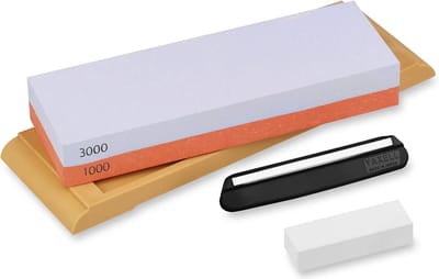 Yaxell 1000/3000 Wetsteen / Combinatiesteen / Slijpsteen – Dubbele Korrelgrofte – Inclusief Angle-Keeper en Nivelleringsteen – Voor Precisie Slijpen en Fijn Polijsten van Japanse Messen